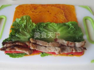 嫩牛排红萝卜卷的做法步骤：10